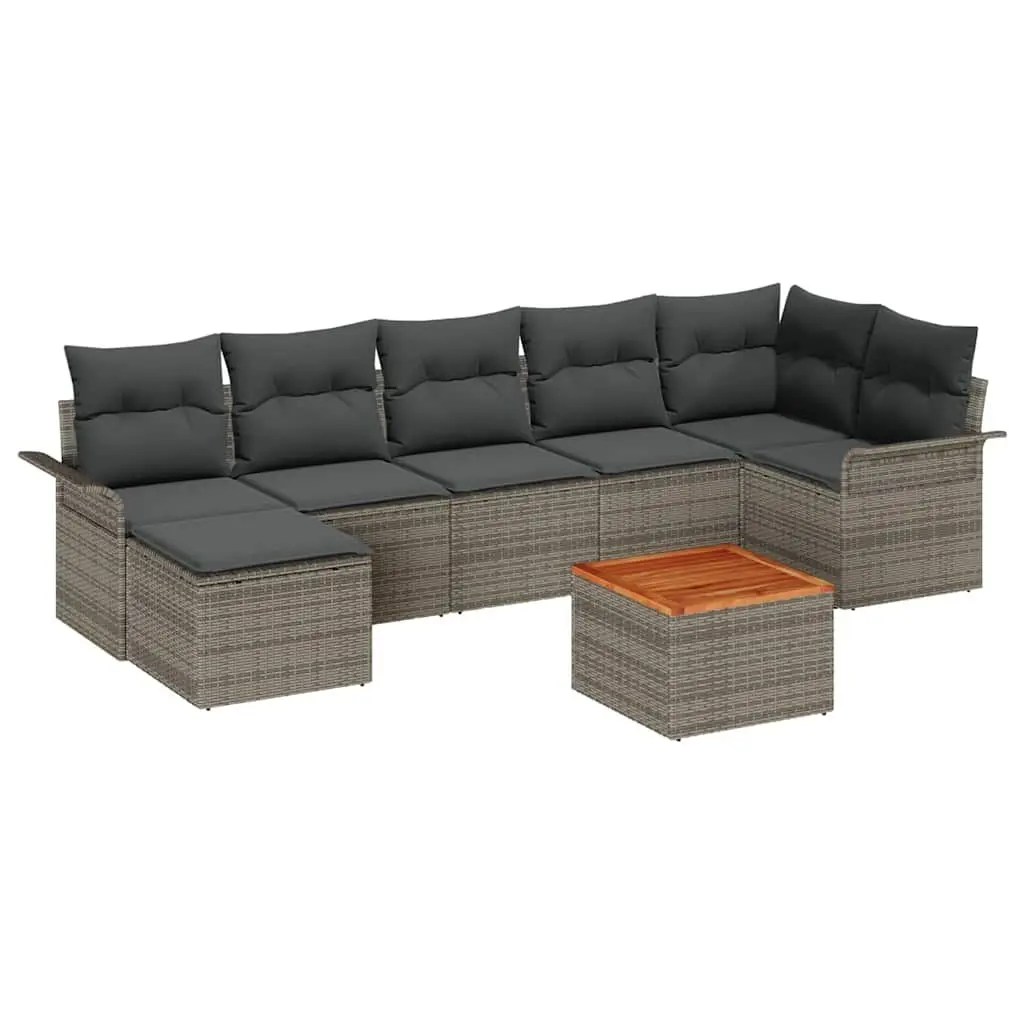 8-Piece Modular Garden Sofa Set in Grey Poly Rattan