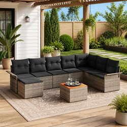 Durable 9-Piece Modular Garden Sofa Set in Grey