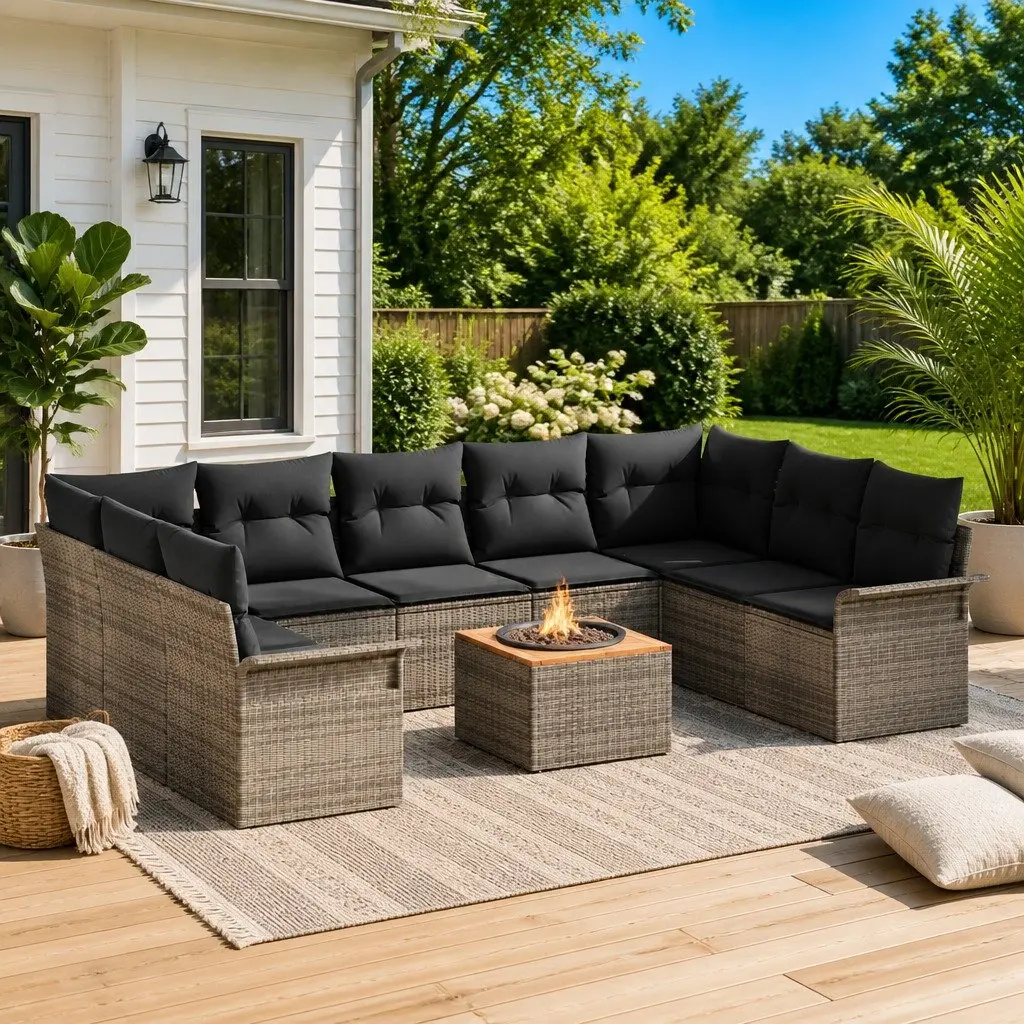 10 Piece Modular Garden Sofa Set in Grey