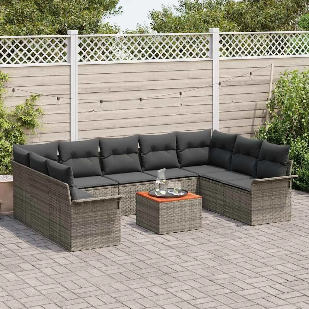 10 Piece Modular Garden Sofa Set in Grey