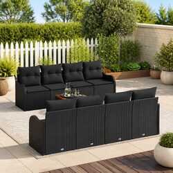 Durable 9-Piece Modular Garden Sofa Set in Black