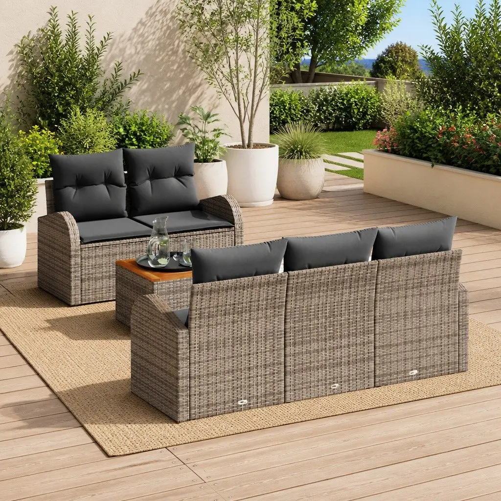 Modular 6-Piece Outdoor Garden Sofa Set in Grey
