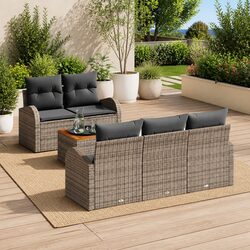Stylish Modular 6-Piece Outdoor Garden Sofa Set in Grey