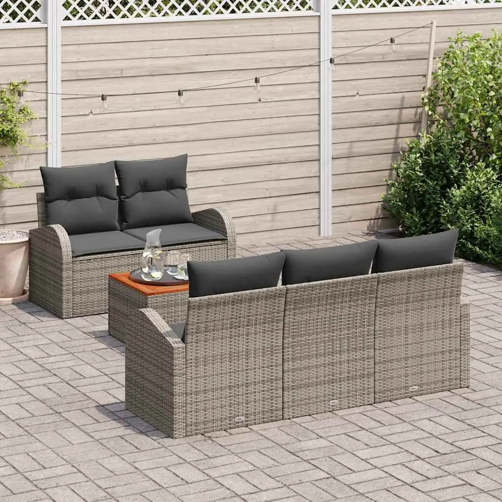Modular 6-Piece Outdoor Garden Sofa Set in Grey