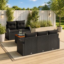 6-Piece Modular Garden Sofa Set with Black Poly Rattan