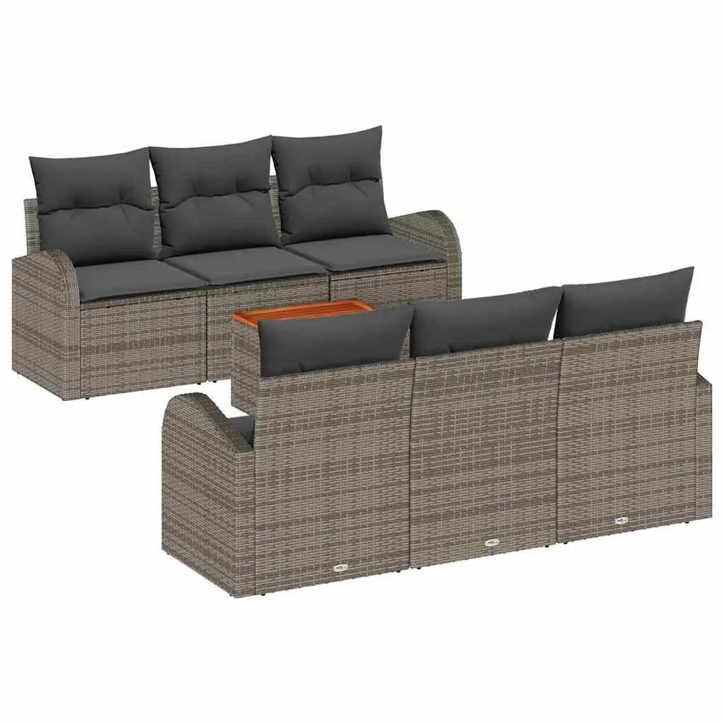 7 Piece Garden Sofa Set Poly Rattan Grey Modular Outdoor Furniture