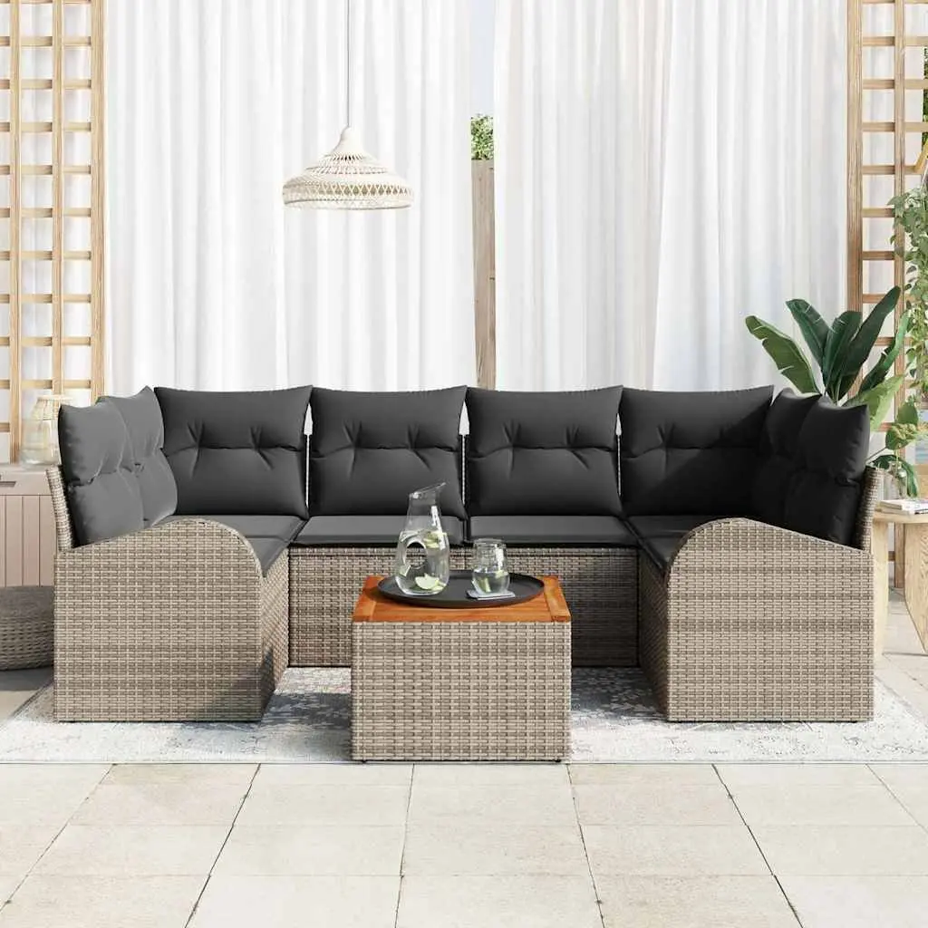 7-Piece Modular Garden Sofa Set in Grey