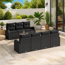 Premium 8-Piece Modular Garden Sofa Set in Black