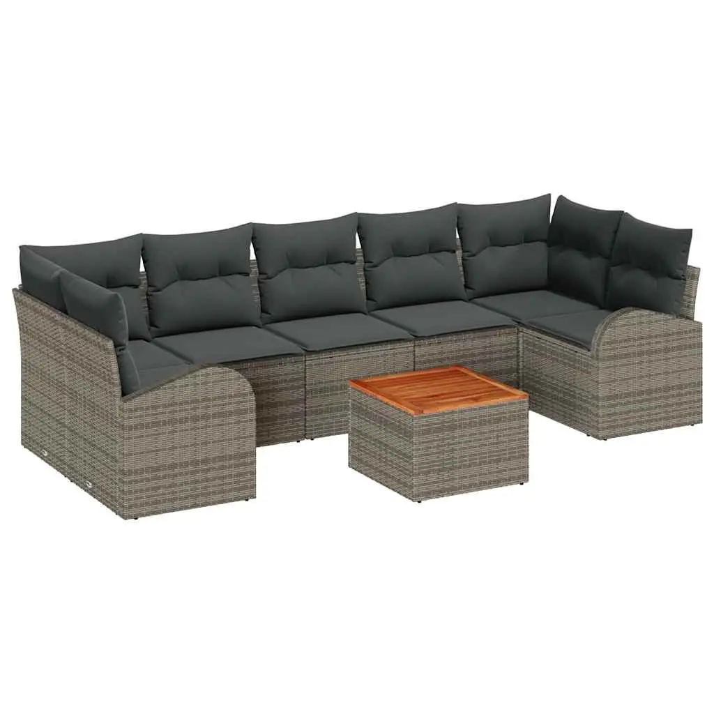 8-Piece Grey Modular Garden Sofa Set with Storage