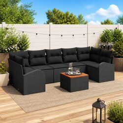 Durable 8-Piece Modular Garden Sofa Set in Black