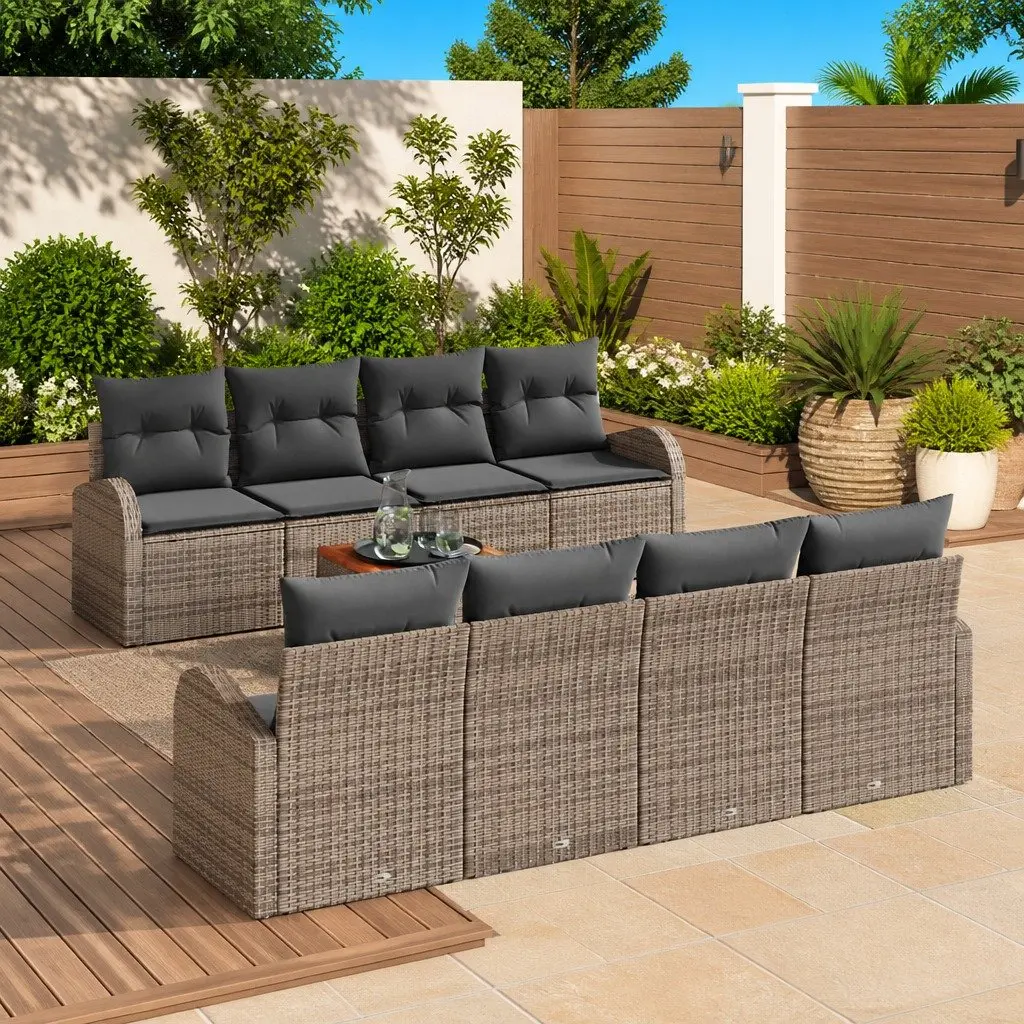 9-Piece Modular Garden Sofa Set in Grey Poly Rattan