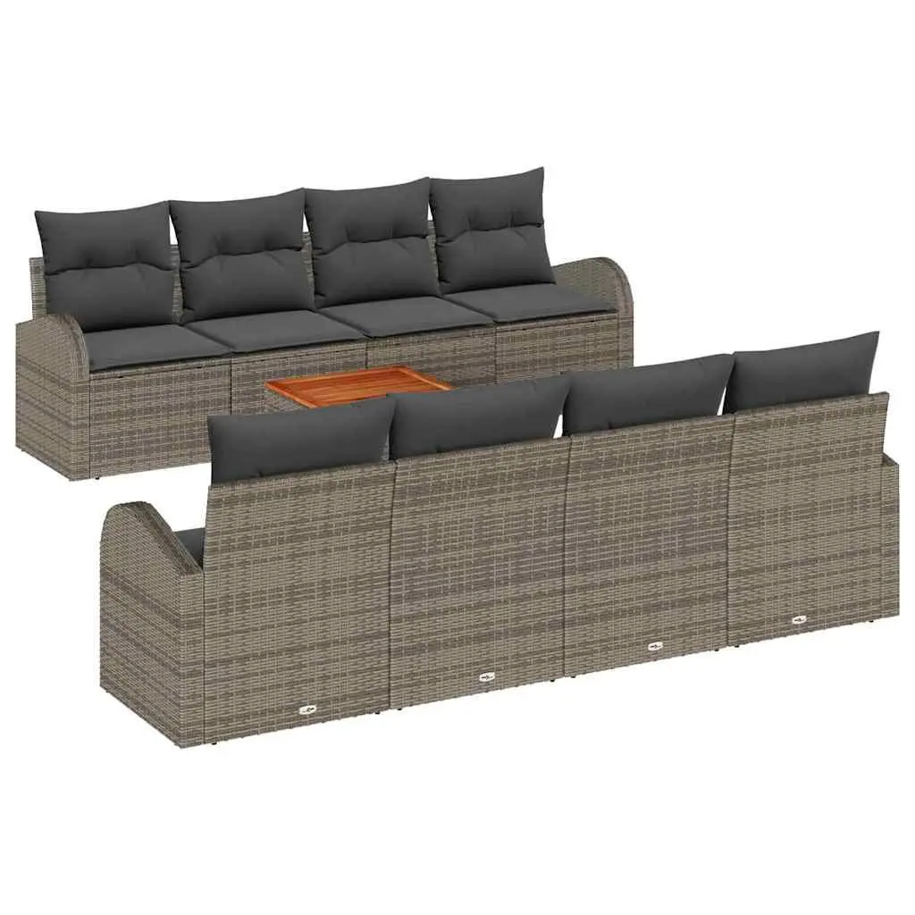 9-Piece Modular Garden Sofa Set in Grey Poly Rattan
