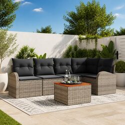 Stylish 6-Piece Modular Garden Sofa Set in Grey