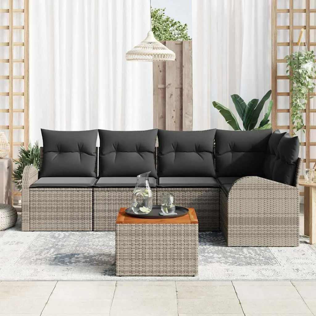 6-Piece Modular Garden Sofa Set in Grey