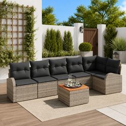 7-Piece Grey Modular Garden Sofa Set with High-Quality Build