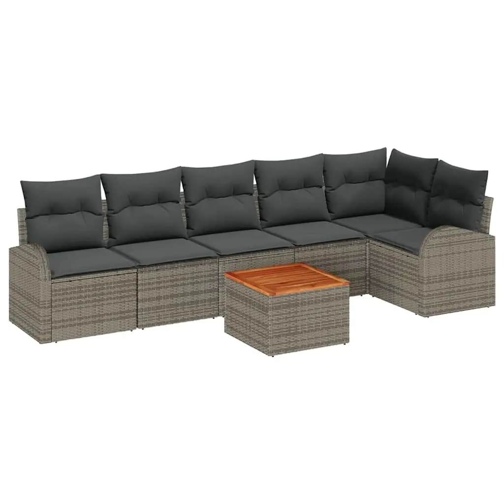 Modular Garden Sofa Set 7 Pieces Grey Outdoor Furniture Patio Seating with