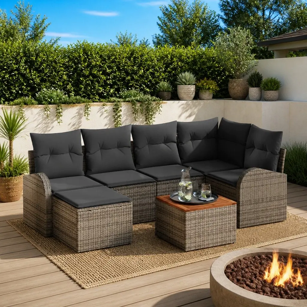 7 Piece Modular Garden Sofa Set in Grey