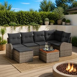 Premium 7 Piece Modular Garden Sofa Set in Grey