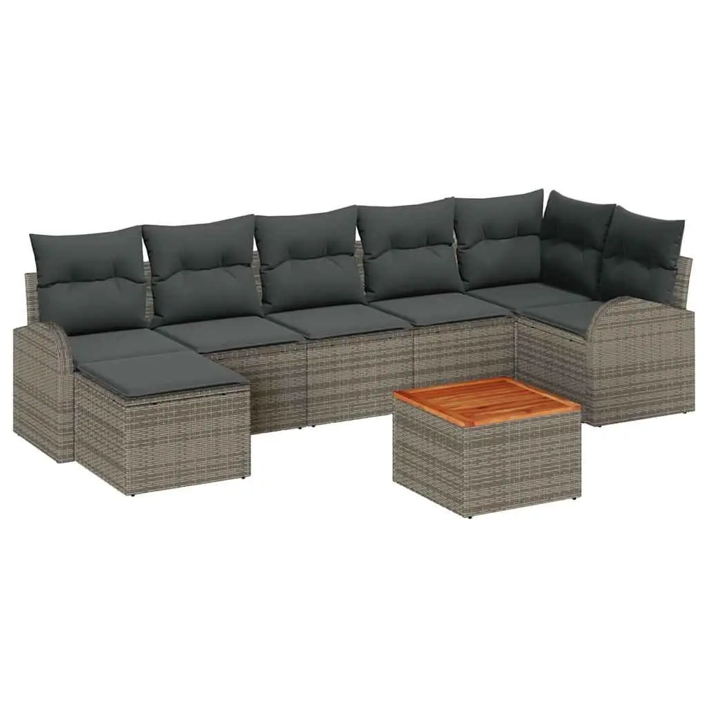 8 Piece Grey Poly Rattan Garden Sofa Set