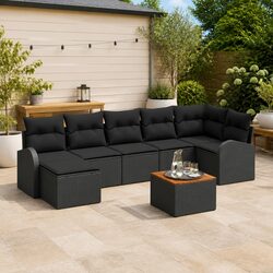 8-Piece Modular Garden Sofa Set with Storage - Black