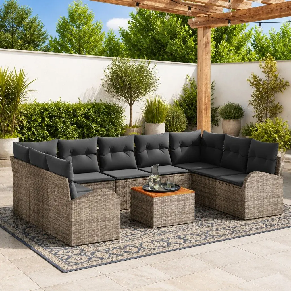 10-Piece Modular Garden Sofa Set in Grey