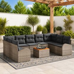 Sturdy 10-Piece Modular Garden Sofa Set in Grey