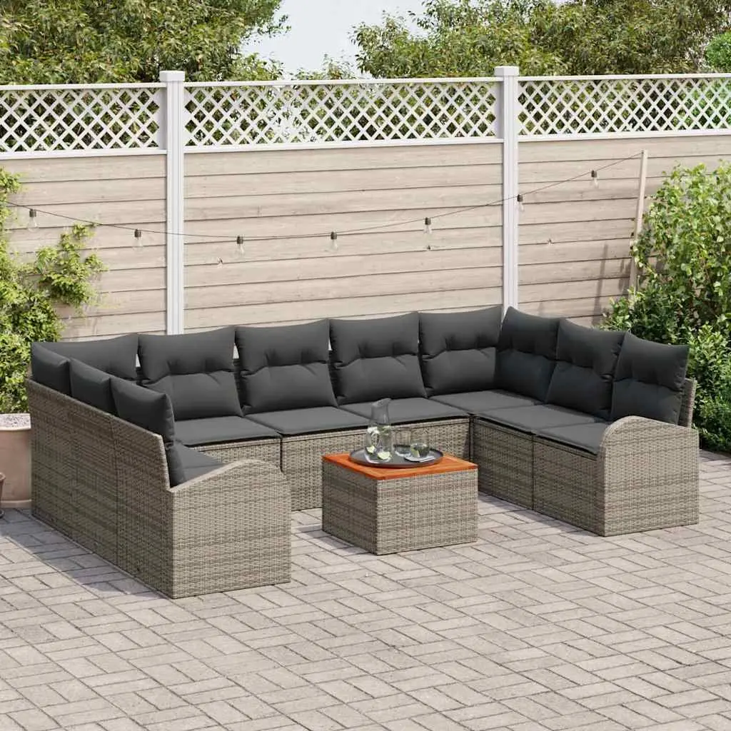 10-Piece Modular Garden Sofa Set in Grey