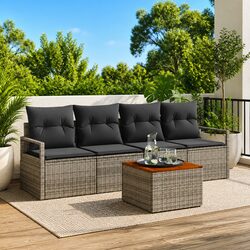 5-Piece Grey Modular Garden Sofa Set with Storage
