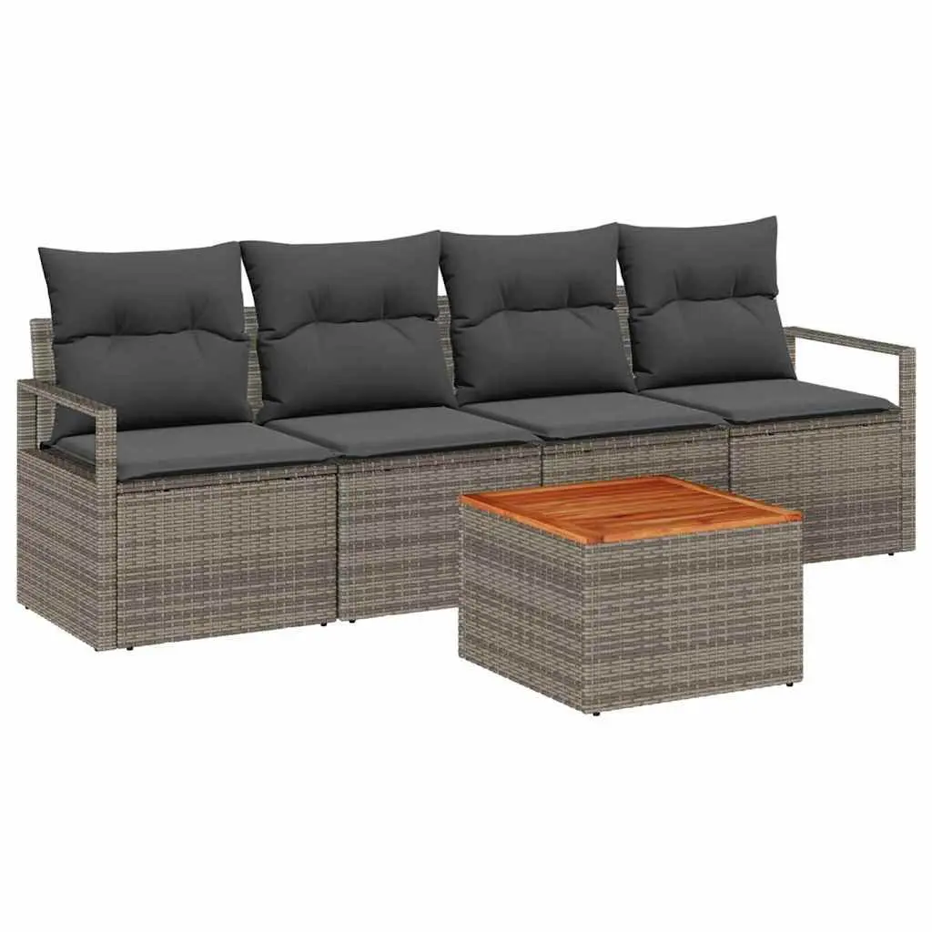 5-Piece Grey Modular Garden Sofa Set with Storage