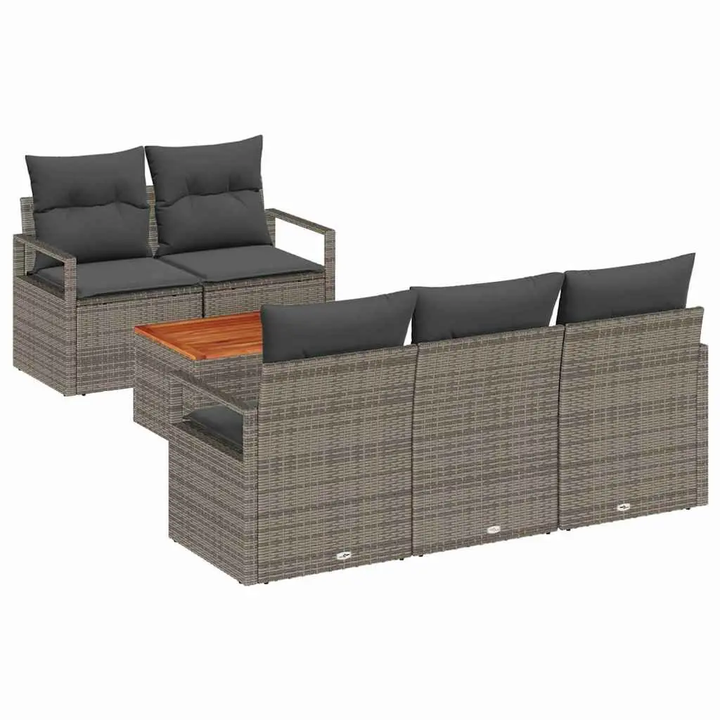 6-Piece Modular Garden Sofa Set with Storage in Grey