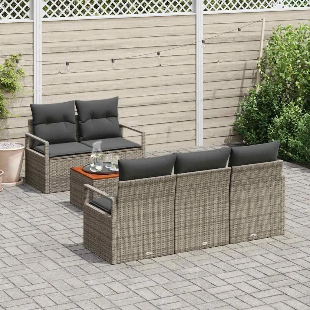 6-Piece Modular Garden Sofa Set with Storage in Grey