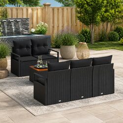 High-Quality Modular Garden Sofa Set 6 Pieces Black