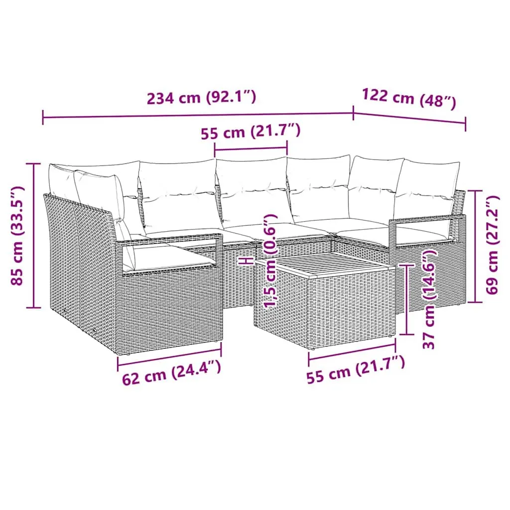 7-Piece Modular Garden Sofa Set with Storage