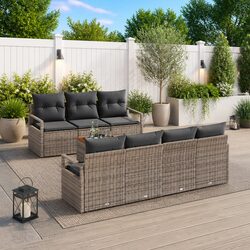 8 Piece Modular Outdoor Sofa Set in Grey Rattan