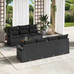 Stylish 8-Piece Modular Garden Sofa Set in Black