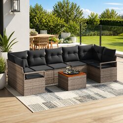 Premium 8-Piece Grey Modular Garden Sofa Set