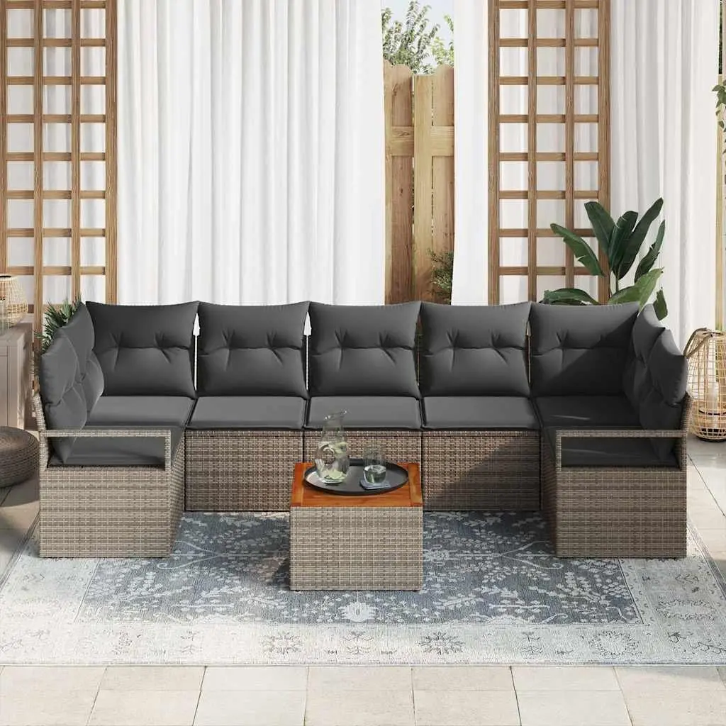 8-Piece Grey Modular Garden Sofa Set