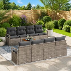 Stylish 9-Piece Modular Grey Poly Rattan Sofa Set