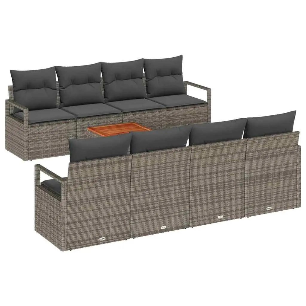 9-Piece Modular Grey Poly Rattan Sofa Set