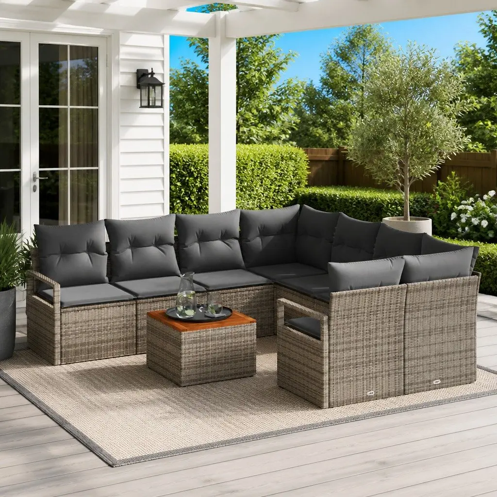 9-Piece Grey Modular Garden Sofa Set