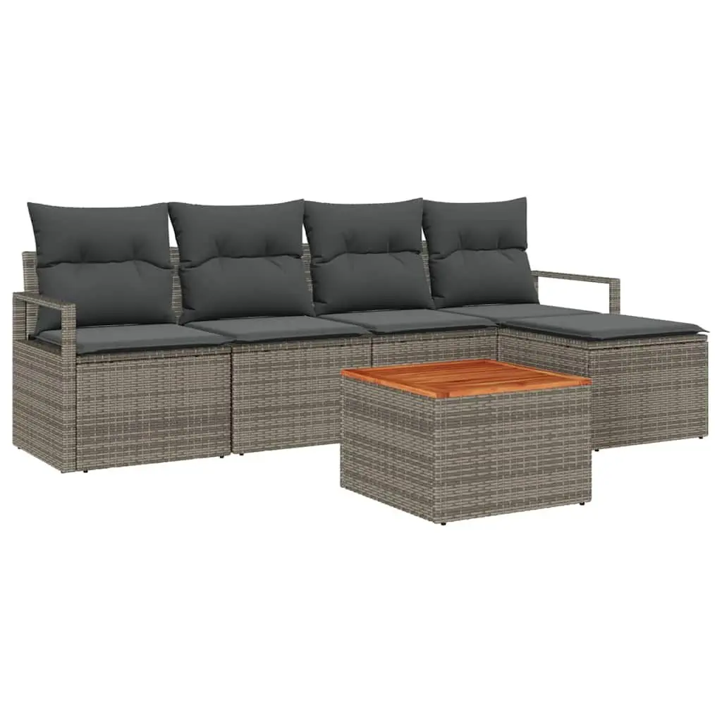Grey Poly Rattan Modular Garden Sofa Set 6 Piece