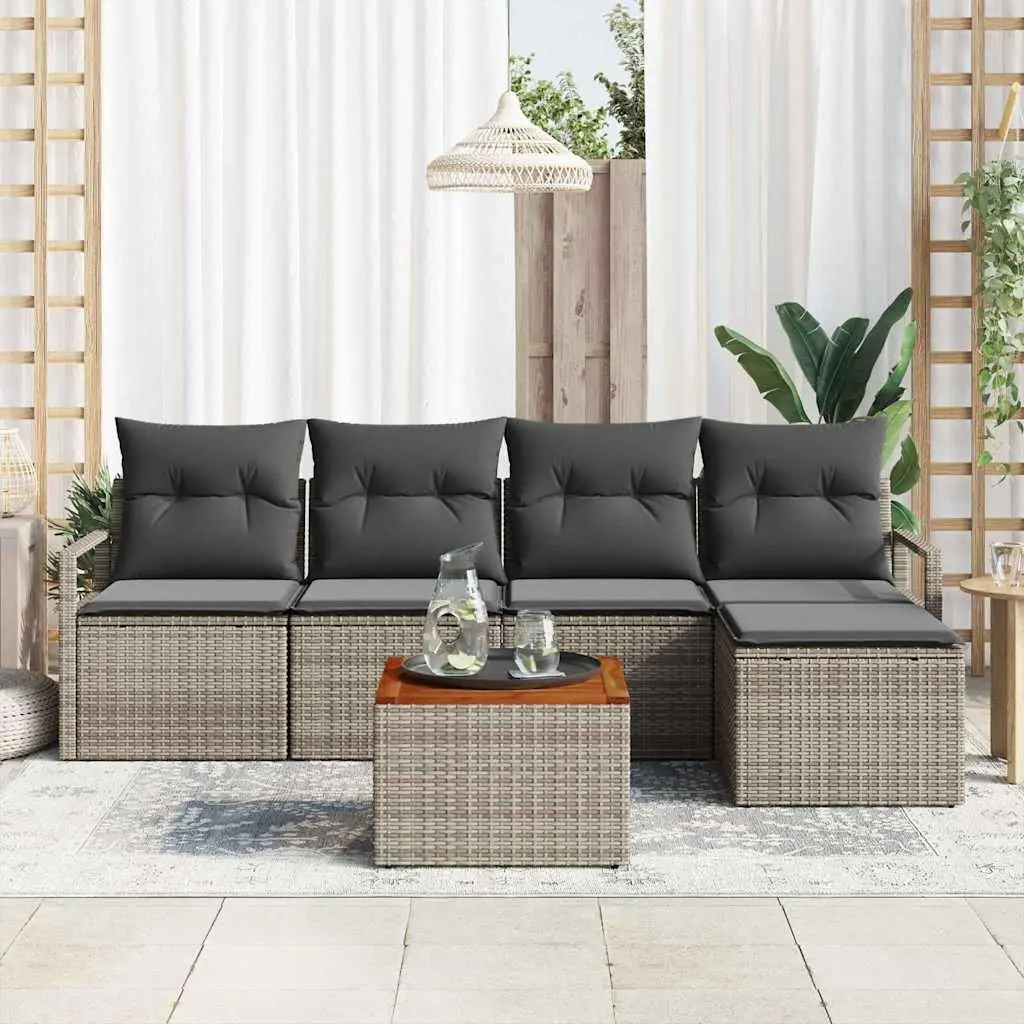 Grey Poly Rattan Modular Garden Sofa Set 6 Piece
