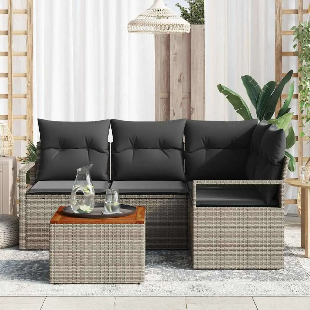 5-Piece Modular Garden Sofa Set in Grey Poly Rattan