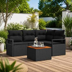 High-Quality 5 Piece Modular Garden Sofa Set in Black