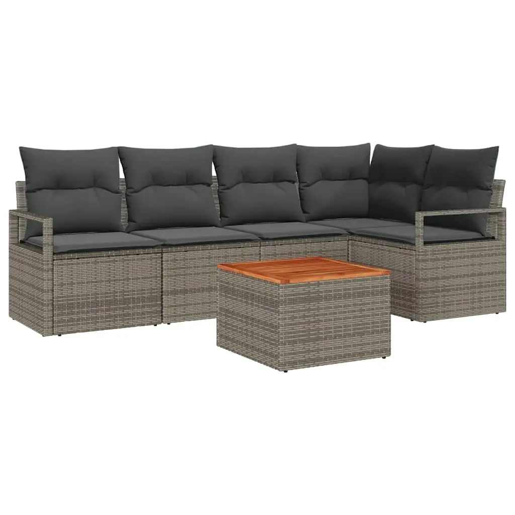 Garden Sofa Set 6 pcs Modular Outdoor Furniture with Storage Grey
