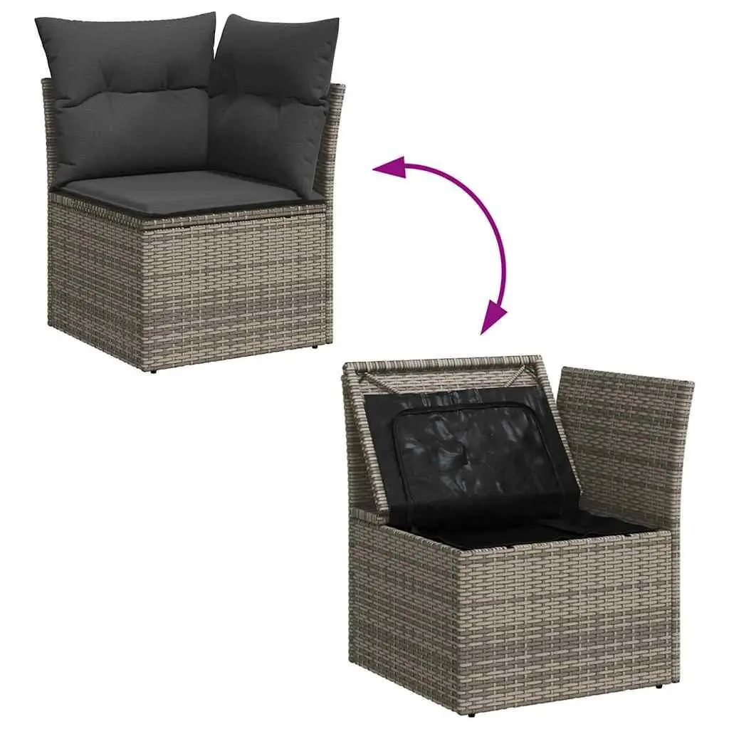 Garden Sofa Set 6 pcs Modular Outdoor Furniture with Storage Grey