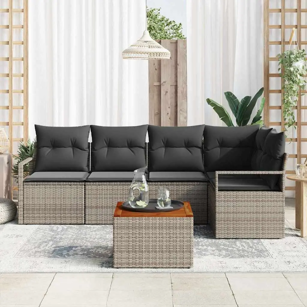 Garden Sofa Set 6 pcs Modular Outdoor Furniture with Storage Grey