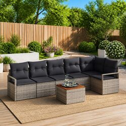 Premium 7-Piece Modular Garden Sofa Set in Grey