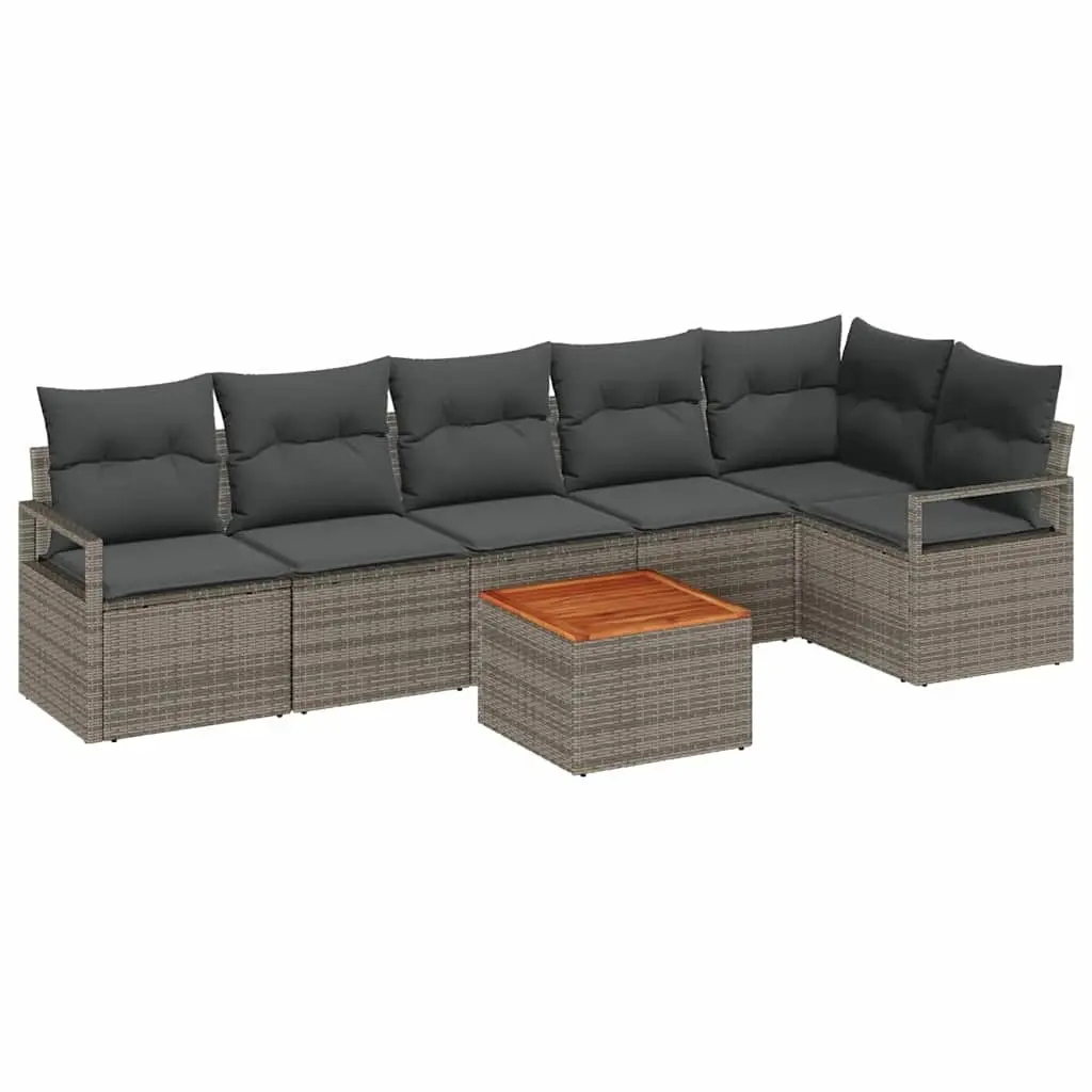 Garden Sofa Set Poly Rattan 7 Piece Grey Outdoor Modular Lounge Furniture