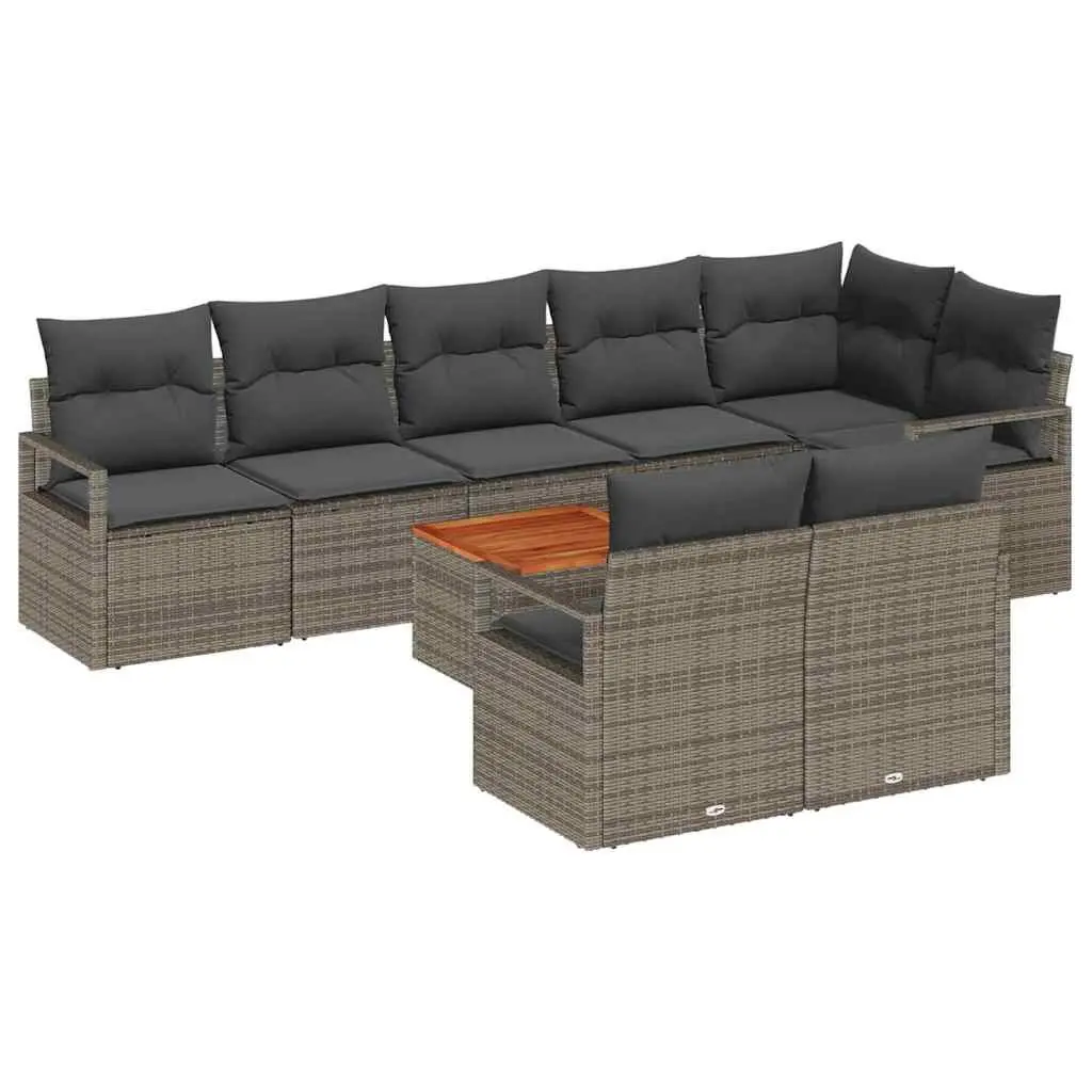 Modular Garden Sofa Set 9 Pieces Grey